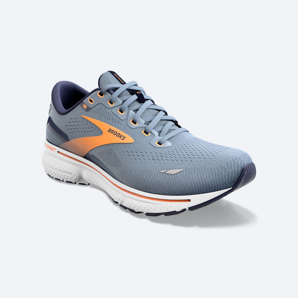 Brooks Ghost 15 Erkek Koşu Ayakkabısı Gri/Lacivert/Turuncu | TR-783490