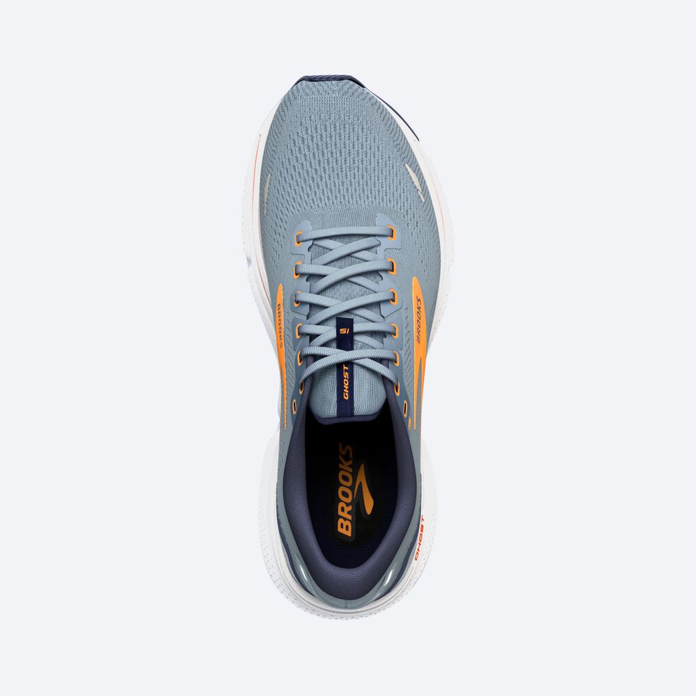 Brooks Ghost 15 Erkek Koşu Ayakkabısı Gri/Lacivert/Turuncu | TR-783490