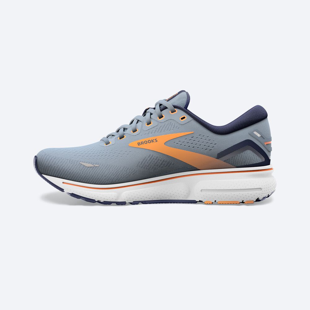 Brooks Ghost 15 Erkek Koşu Ayakkabısı Gri/Lacivert/Turuncu | TR-783490