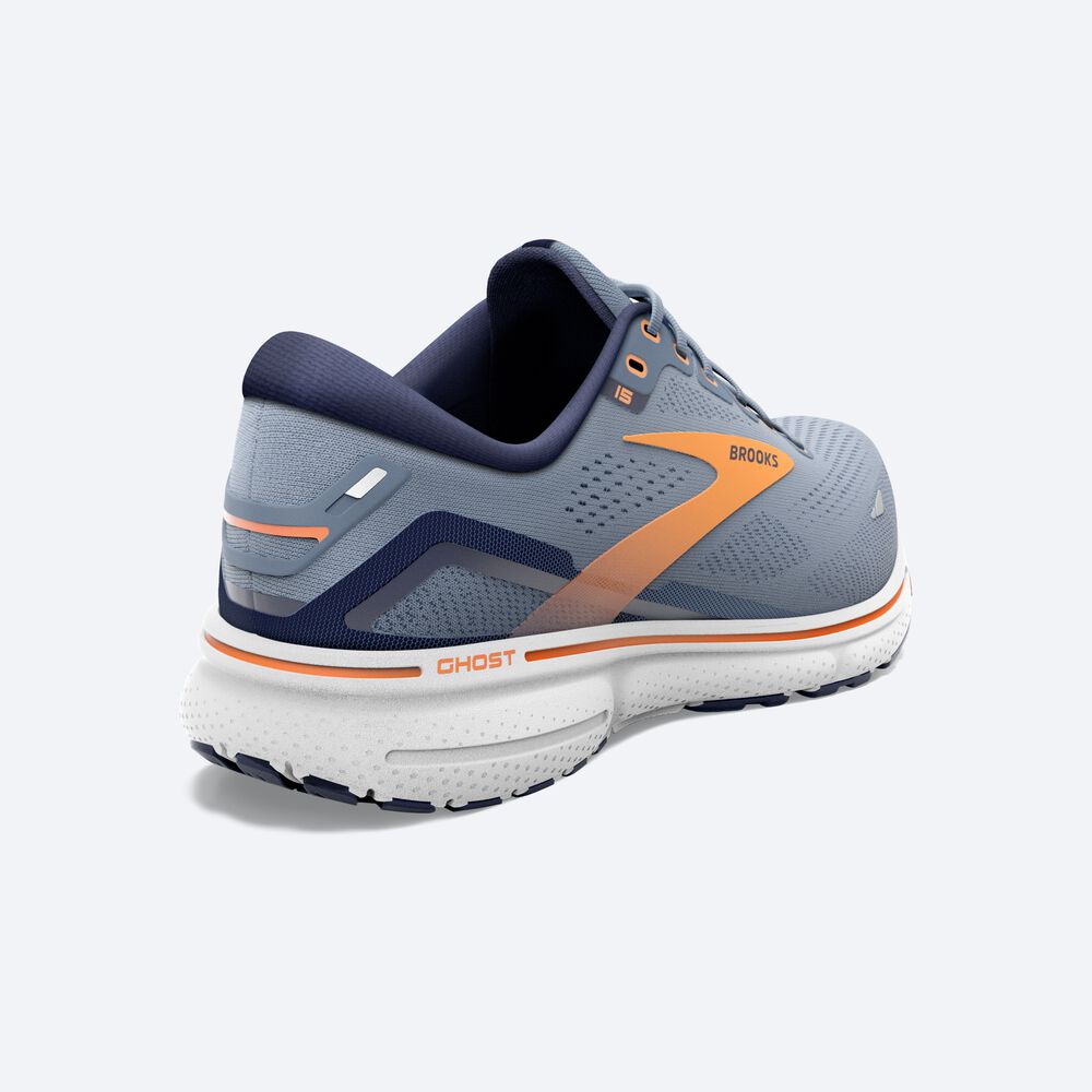 Brooks Ghost 15 Erkek Koşu Ayakkabısı Gri/Lacivert/Turuncu | TR-783490