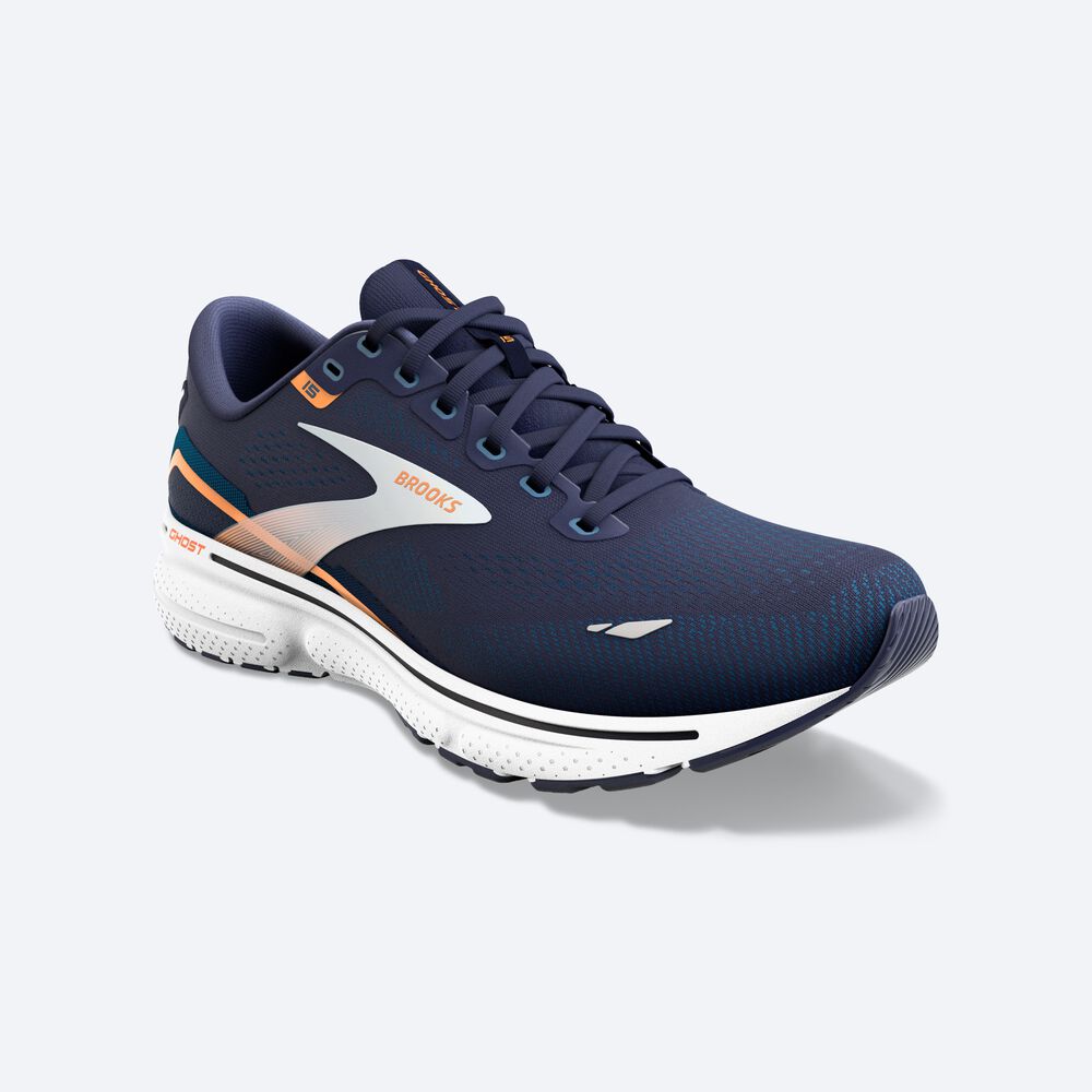 Brooks Ghost 15 Erkek Koşu Ayakkabısı Lacivert/Mavi/Turuncu | TR-815943