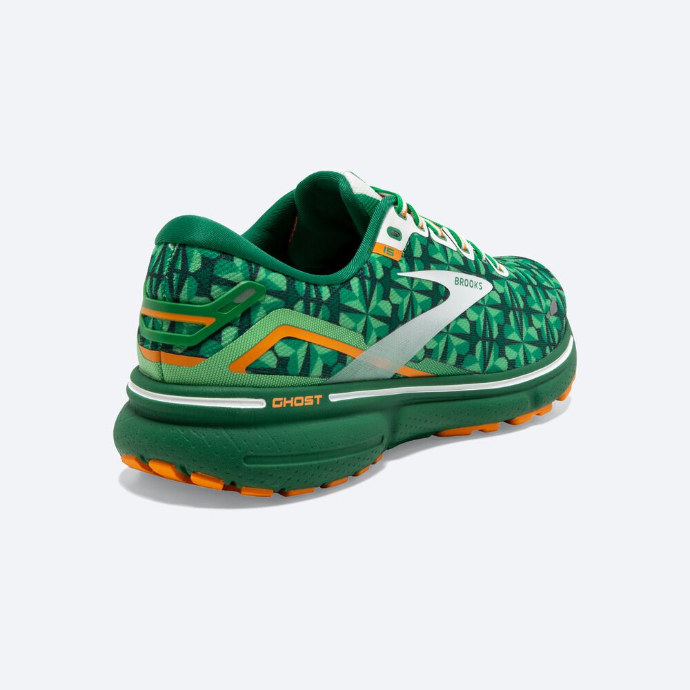 Brooks Ghost 15 Erkek Koşu Ayakkabısı Yeşil/Beyaz/Turuncu | TR-120869