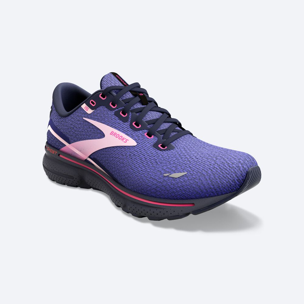 Brooks Ghost 15 Kadın Koşu Ayakkabısı Mavi/Lacivert/Pembe | TR-814593