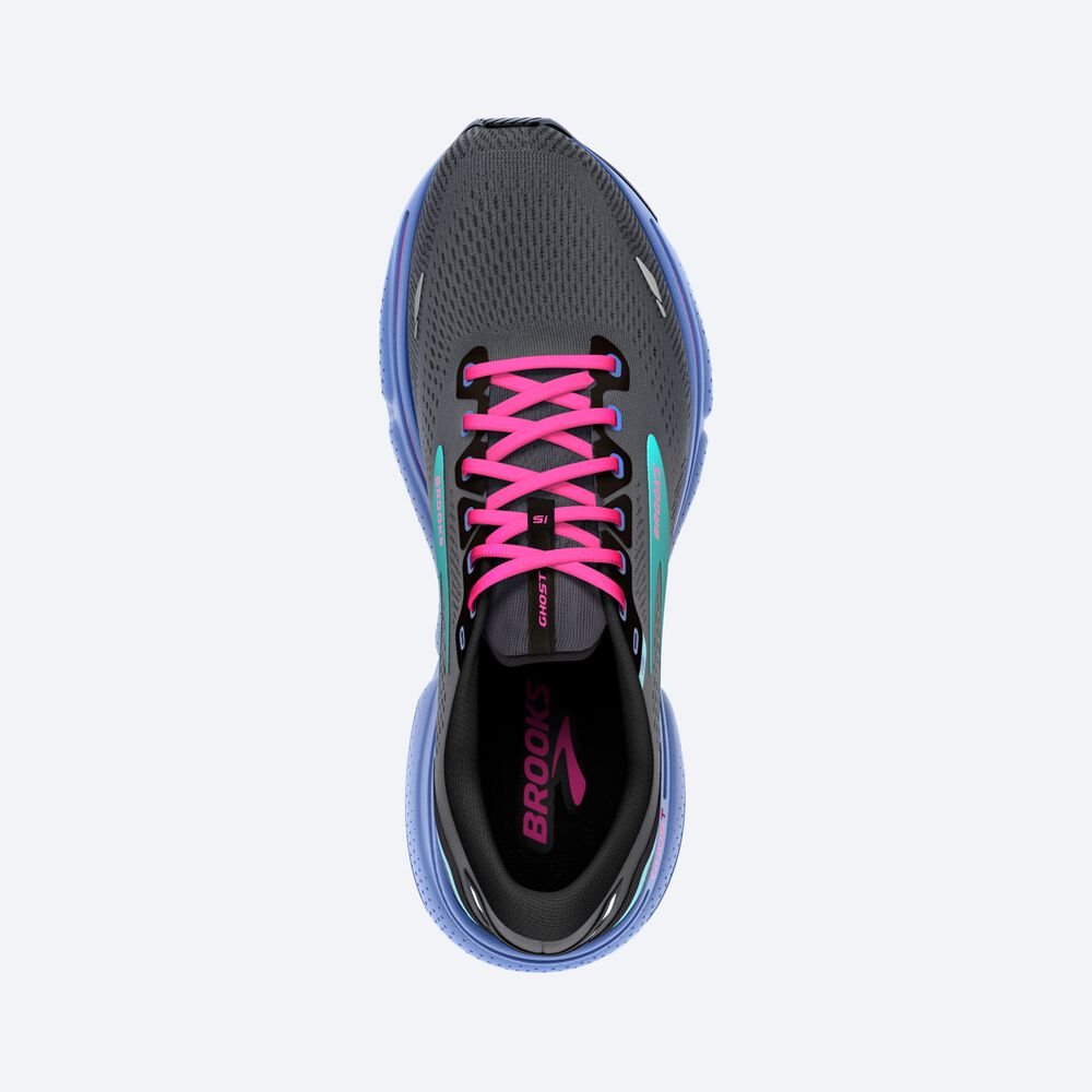 Brooks Ghost 15 Kadın Koşu Ayakkabısı Siyah/Mavi | TR-394857