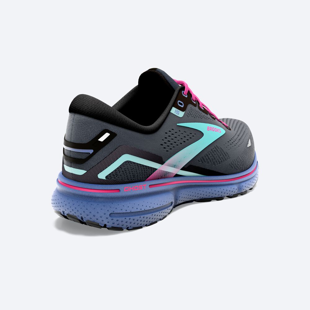 Brooks Ghost 15 Kadın Koşu Ayakkabısı Siyah/Mavi | TR-394857