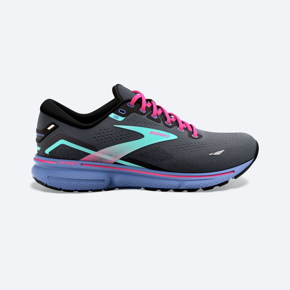 Brooks Ghost 15 Kadın Koşu Ayakkabısı Siyah/Mavi | TR-394857