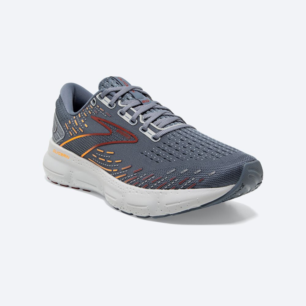 Brooks Glycerin 20 Erkek Koşu Ayakkabısı Gri/Kırmızı/Turuncu | TR-347206