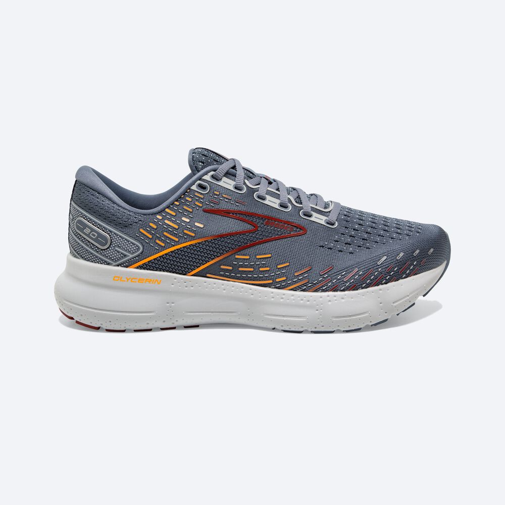 Brooks Glycerin 20 Erkek Koşu Ayakkabısı Gri/Kırmızı/Turuncu | TR-347206