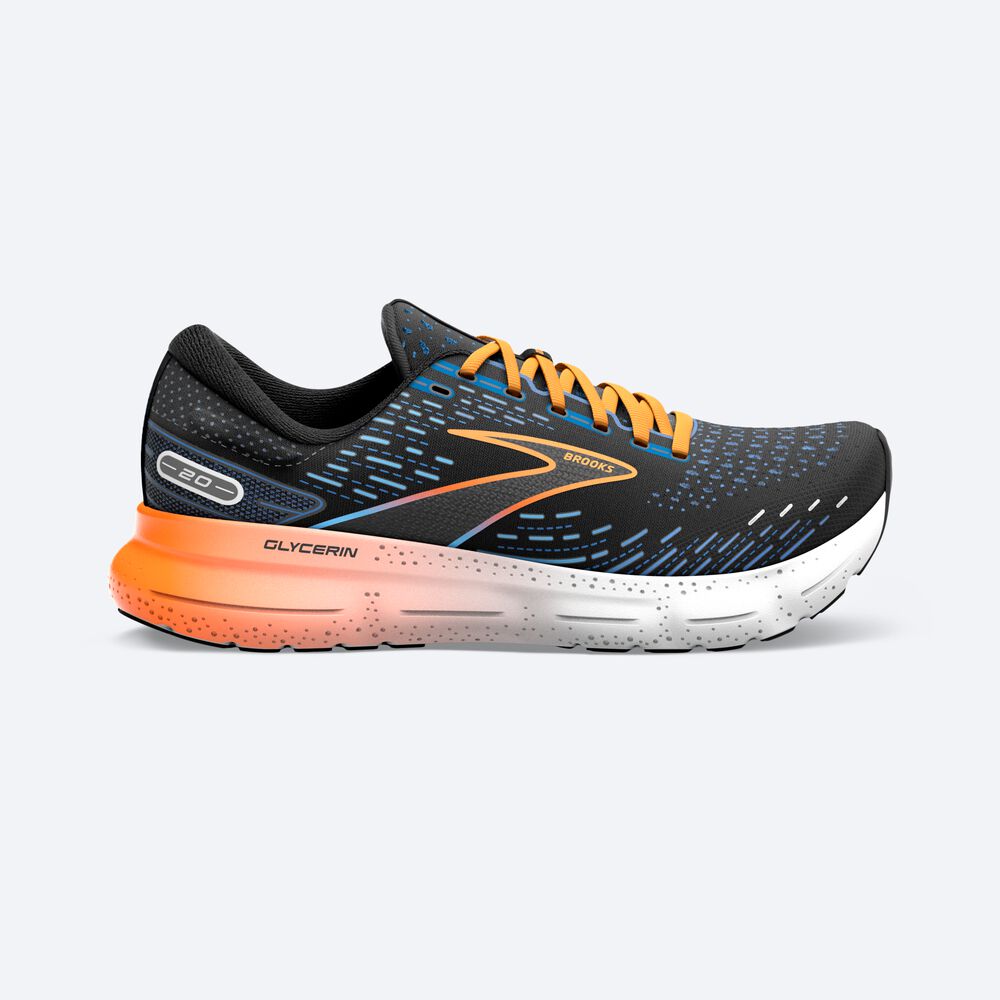 Brooks Glycerin 20 Erkek Koşu Ayakkabısı Siyah/Mavi/Turuncu | TR-724105