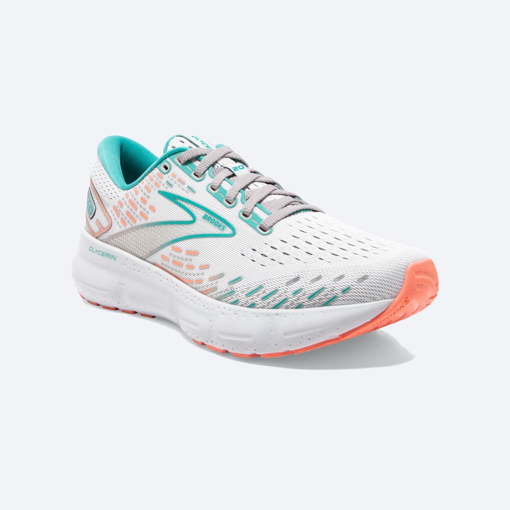 Brooks Glycerin 20 Kadın Koşu Ayakkabısı Gri/Mercan | TR-081962