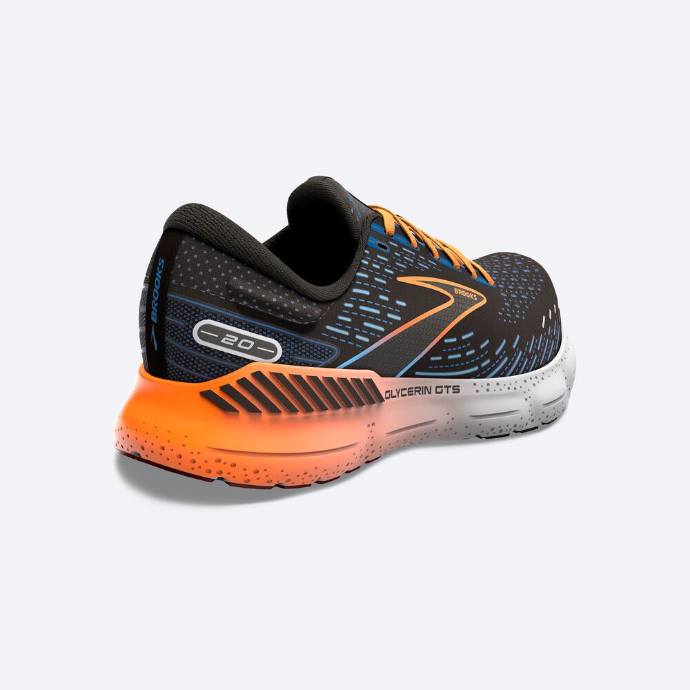 Brooks Glycerin GTS 20 Erkek Koşu Ayakkabısı Siyah/Mavi/Turuncu | TR-603185