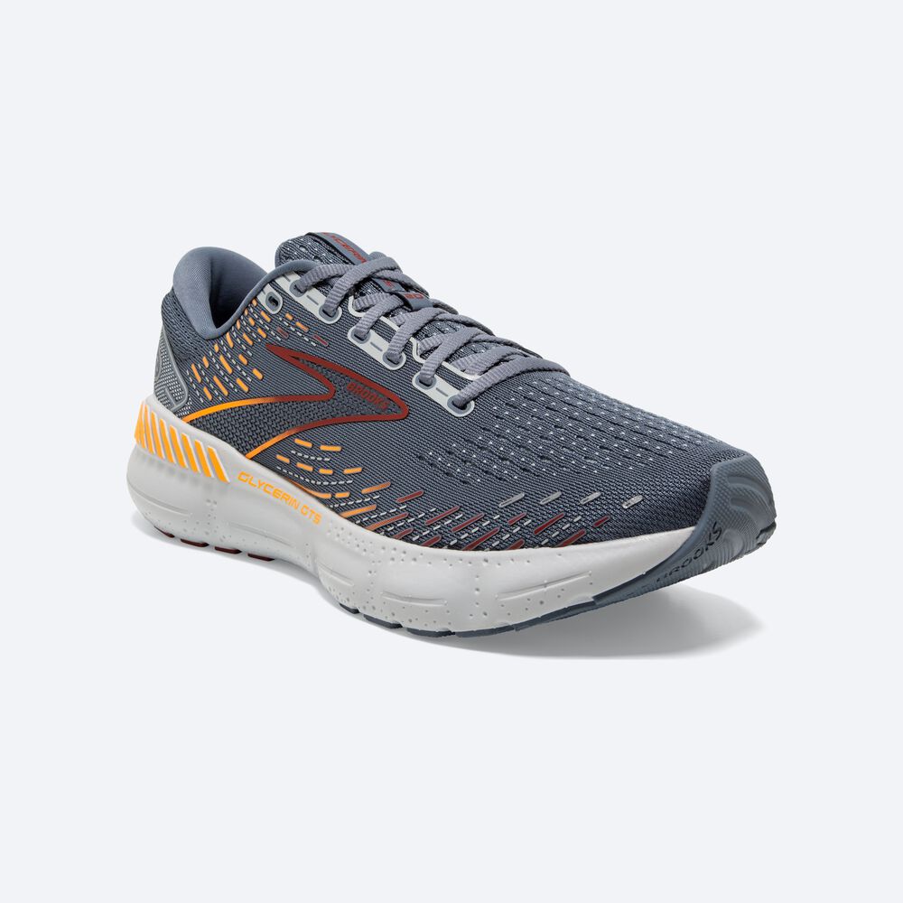 Brooks Glycerin GTS 20 Erkek Koşu Ayakkabısı Gri/Kırmızı/Turuncu | TR-743586