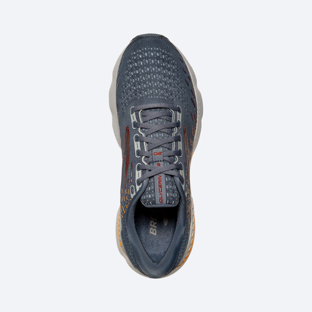 Brooks Glycerin GTS 20 Erkek Koşu Ayakkabısı Gri/Kırmızı/Turuncu | TR-743586