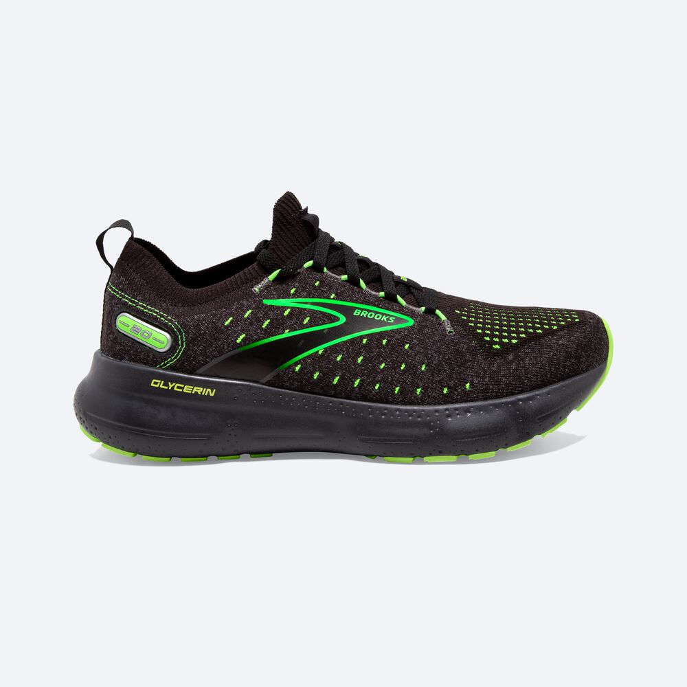 Brooks Glycerin StealthFit 20 Erkek Koşu Ayakkabısı Siyah/Yeşil | TR-524813