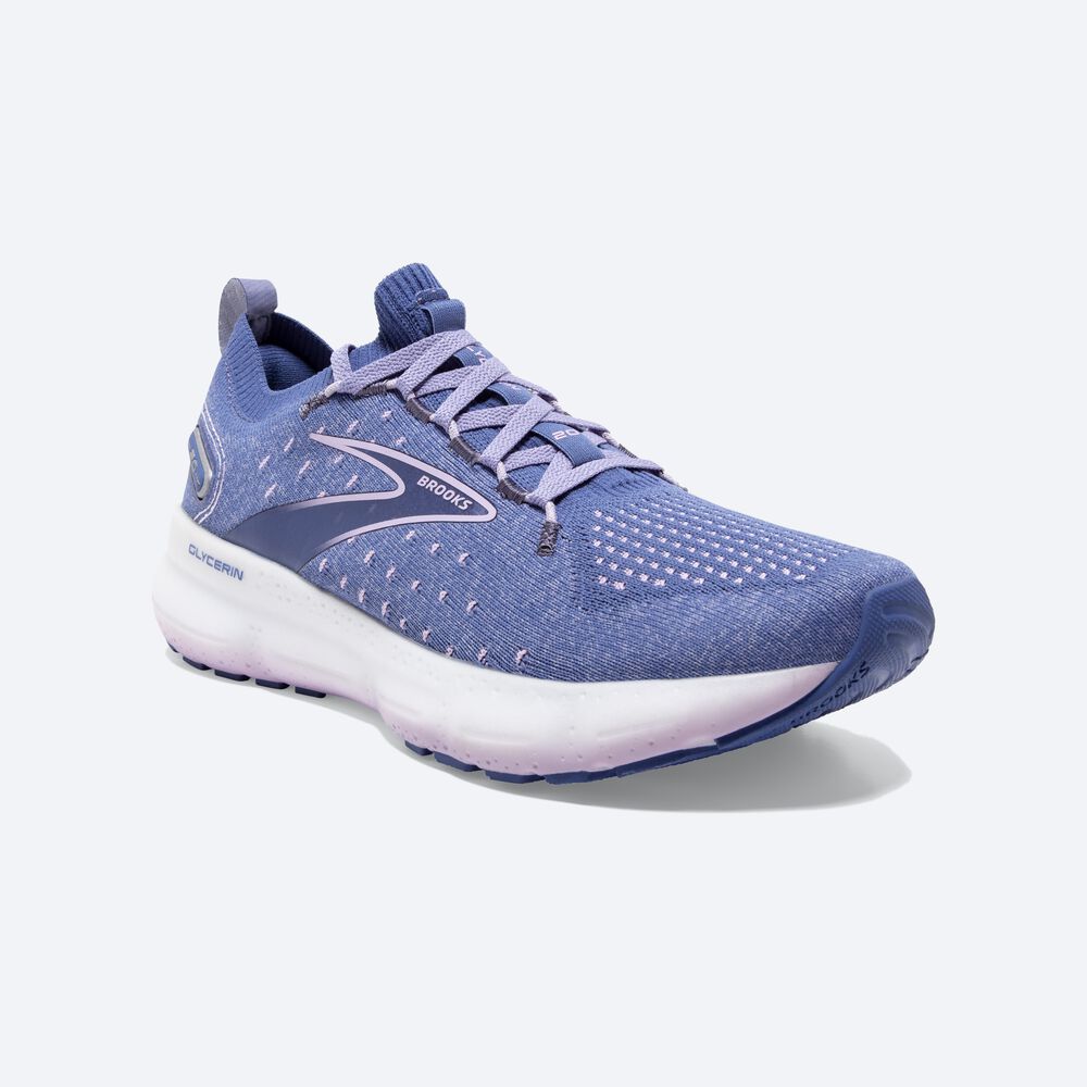 Brooks Glycerin StealthFit 20 Kadın Koşu Ayakkabısı Mavi/Beyaz | TR-165278