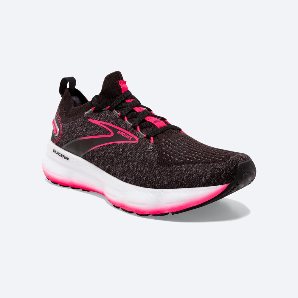 Brooks Glycerin StealthFit 20 Kadın Koşu Ayakkabısı Siyah/Pembe | TR-438601