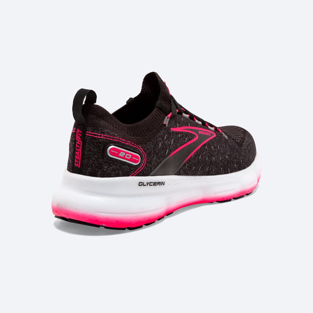 Brooks Glycerin StealthFit 20 Kadın Koşu Ayakkabısı Siyah/Pembe | TR-438601