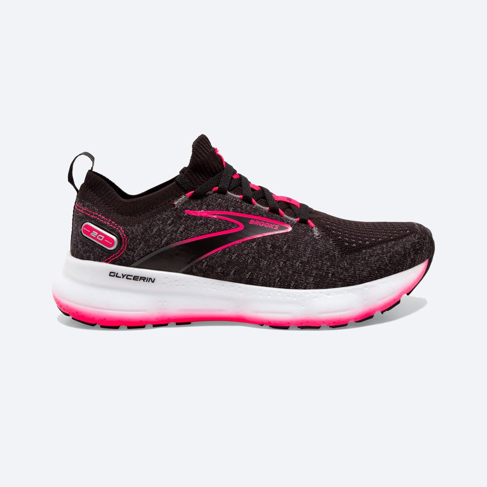 Brooks Glycerin StealthFit 20 Kadın Koşu Ayakkabısı Siyah/Pembe | TR-438601