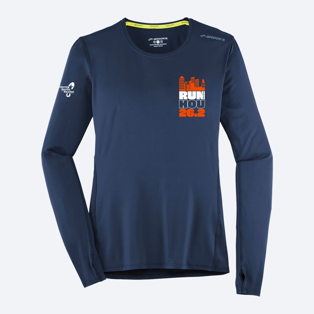 Brooks Houston23 Distance Long Sleeve 2.0 Kadın Tişört Lacivert | TR-517496