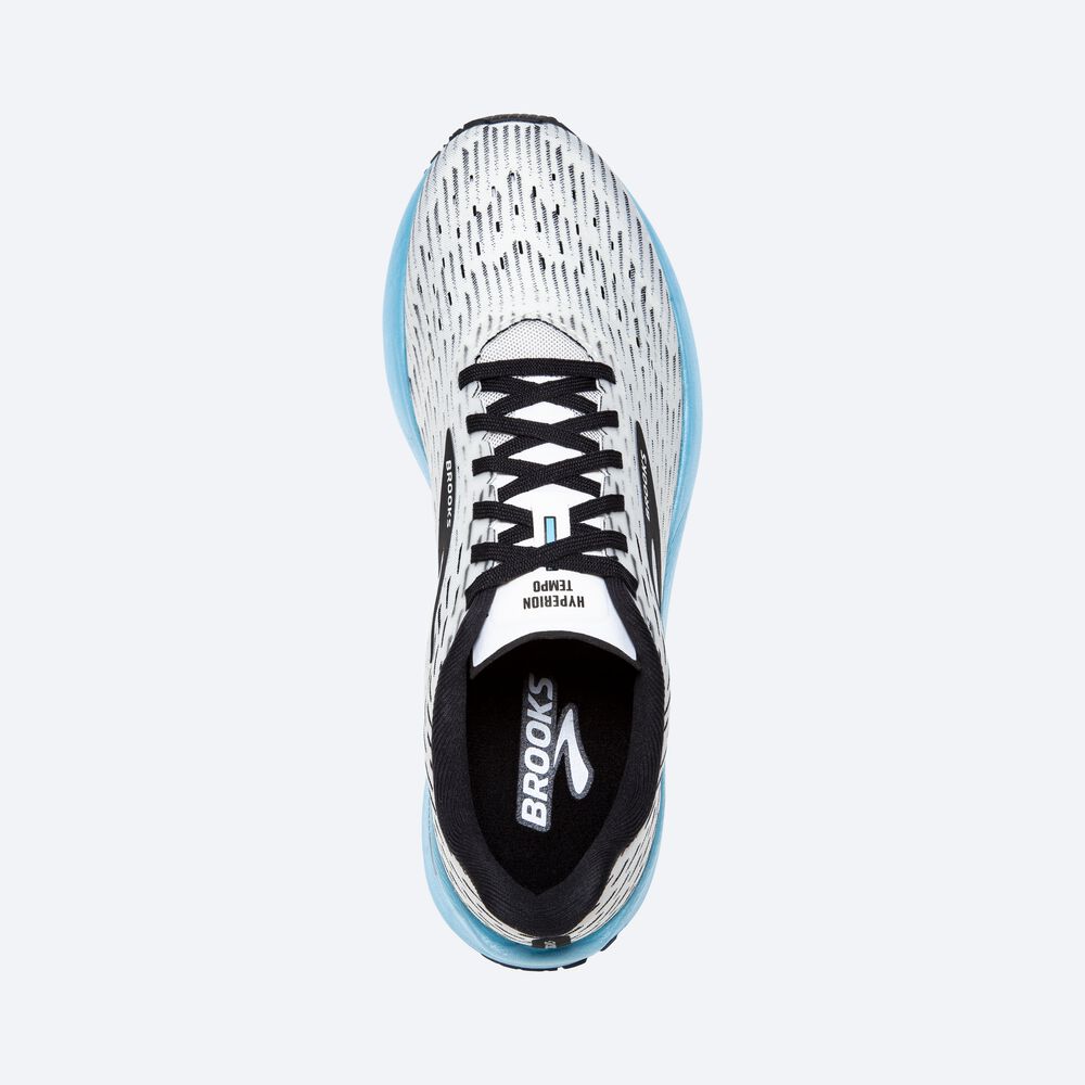 Brooks Hyperion Tempo Erkek Koşu Ayakkabısı Beyaz/Siyah/Açık Turkuaz | TR-370896