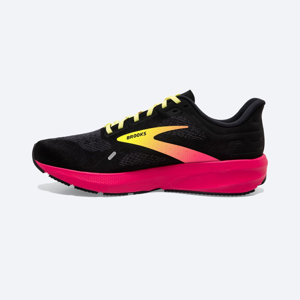 Brooks Launch 9 Erkek Koşu Ayakkabısı Siyah/Pembe/Sarı | TR-031462