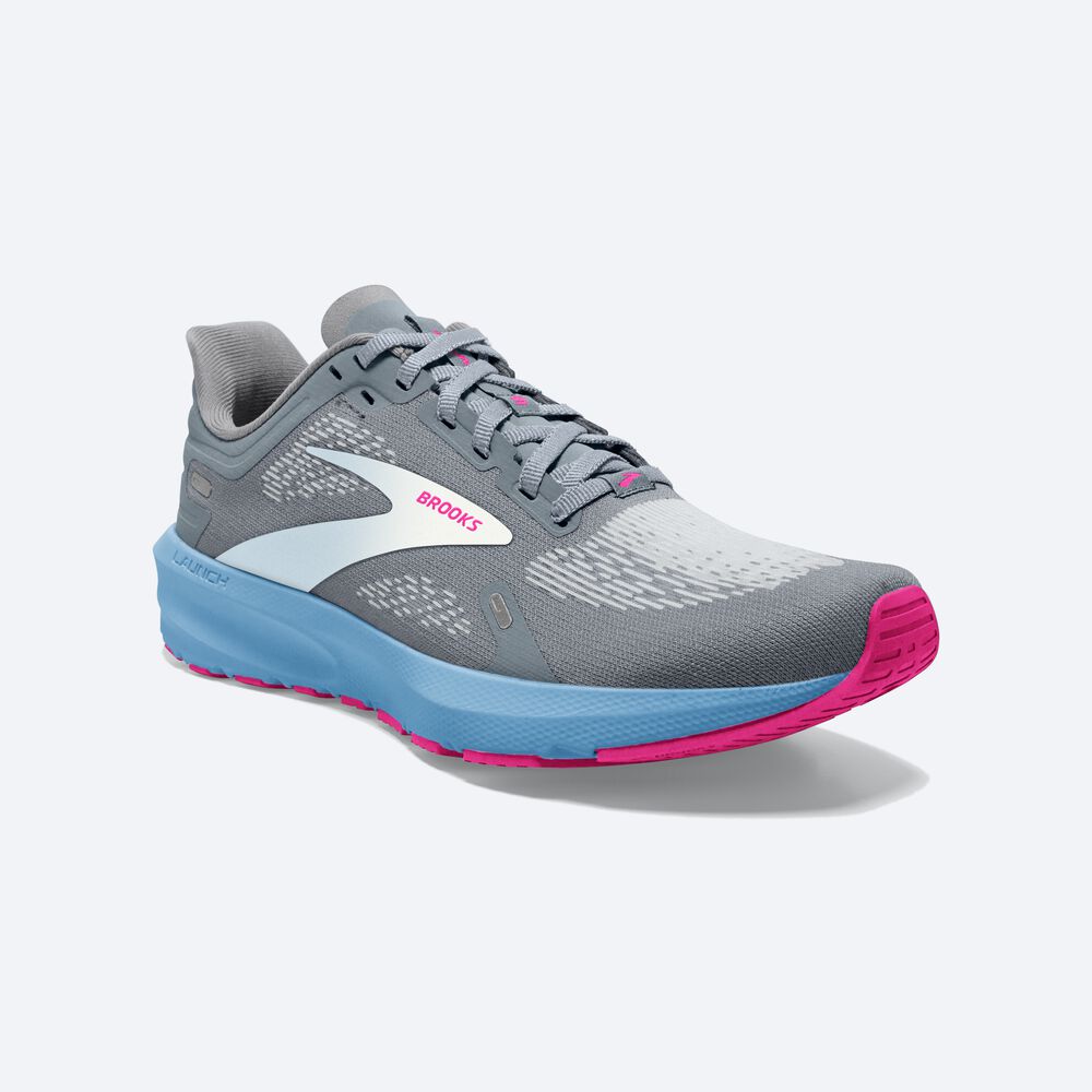 Brooks Launch 9 Kadın Koşu Ayakkabısı Gri/Mavi/Pembe | TR-856247