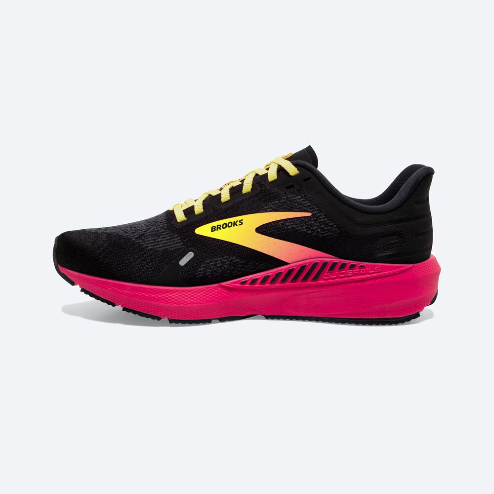 Brooks Launch GTS 9 Erkek Koşu Ayakkabısı Siyah/Pembe/Sarı | TR-108679