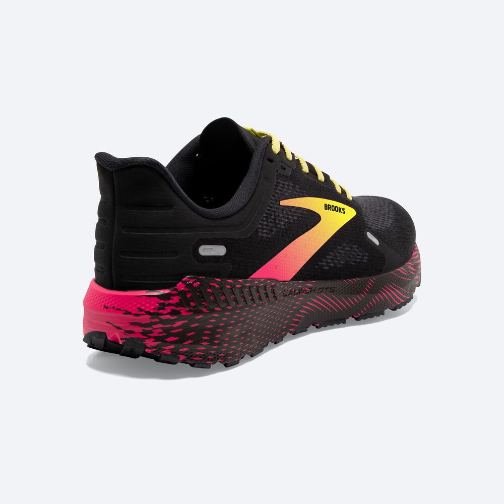 Brooks Launch GTS 9 Erkek Koşu Ayakkabısı Siyah/Pembe/Sarı | TR-108679