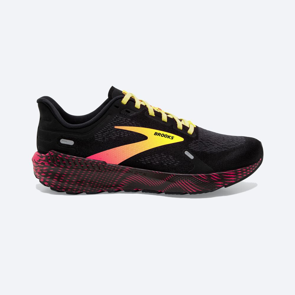 Brooks Launch GTS 9 Erkek Koşu Ayakkabısı Siyah/Pembe/Sarı | TR-108679