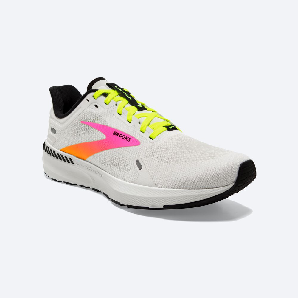 Brooks Launch GTS 9 Erkek Koşu Ayakkabısı Beyaz/Pembe | TR-576802