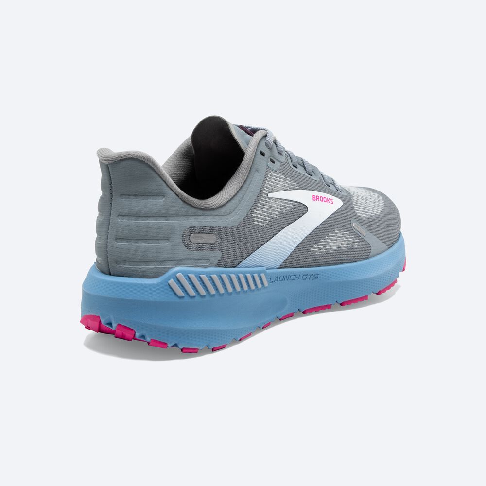 Brooks Launch GTS 9 Kadın Koşu Ayakkabısı Gri/Mavi/Pembe | TR-160597