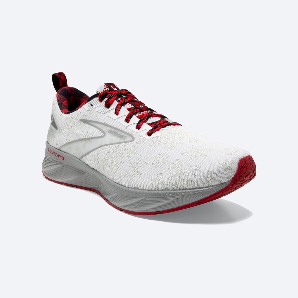 Brooks Levitate 6 Erkek Koşu Ayakkabısı Beyaz/Kırmızı/Gümüş | TR-380456