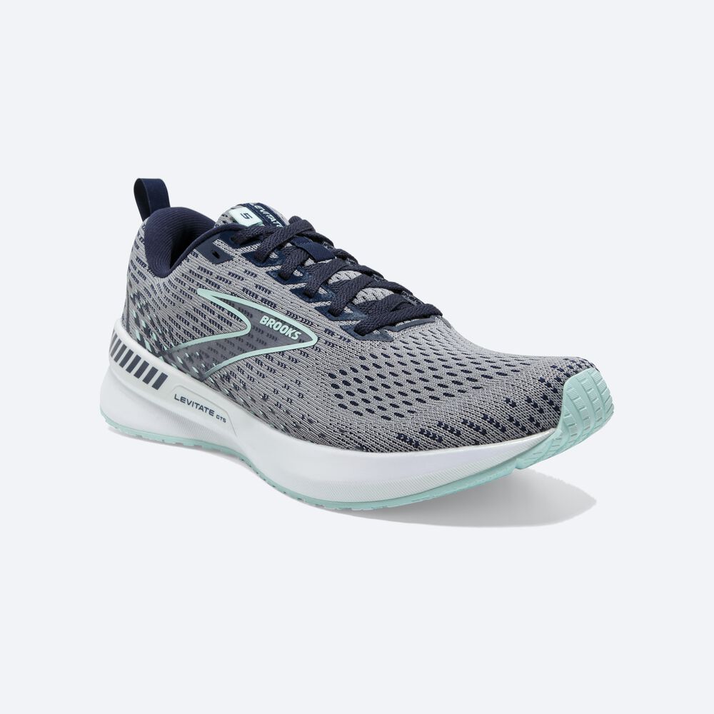 Brooks Levitate GTS 5 Kadın Koşu Ayakkabısı Gri/Lacivert/Mavi | TR-049613