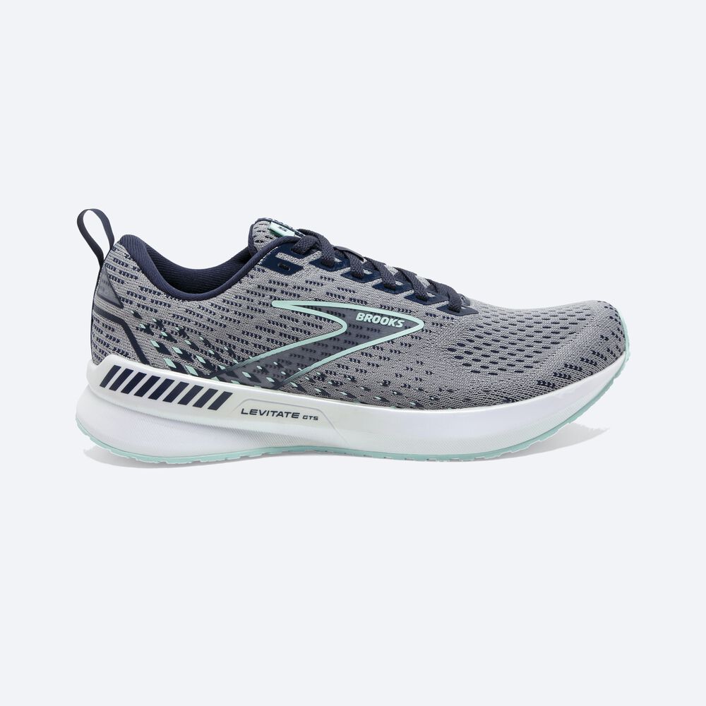 Brooks Levitate GTS 5 Kadın Koşu Ayakkabısı Gri/Lacivert/Mavi | TR-049613