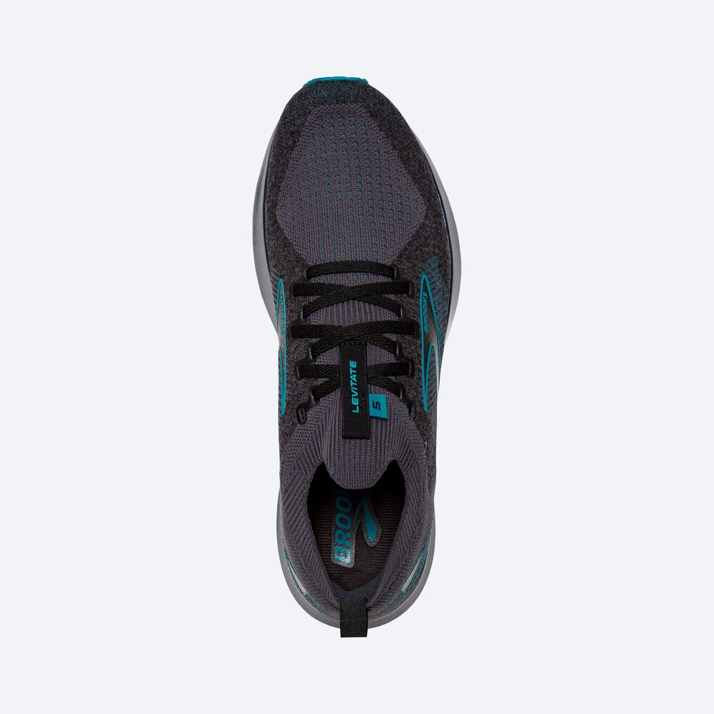 Brooks Levitate StealthFit 5 Erkek Koşu Ayakkabısı Siyah/Turkuaz | TR-851462