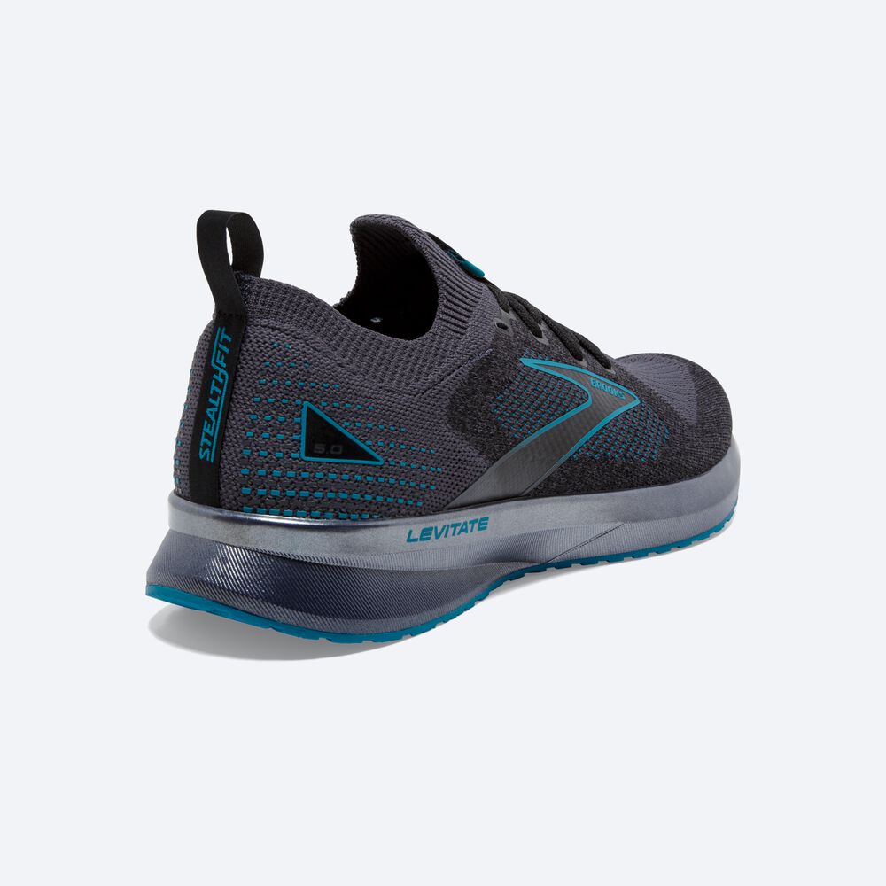 Brooks Levitate StealthFit 5 Erkek Koşu Ayakkabısı Siyah/Turkuaz | TR-851462