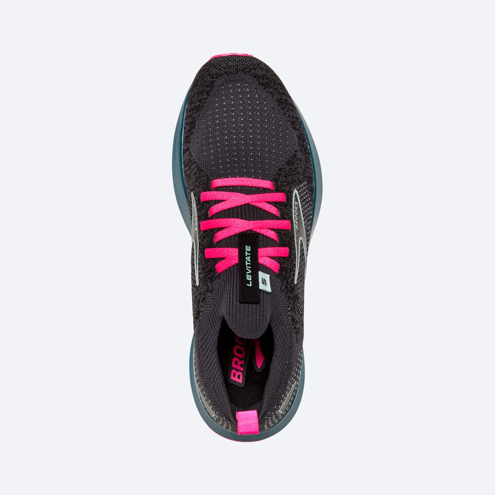 Brooks Levitate StealthFit 5 Kadın Koşu Ayakkabısı Siyah/Mavi/Pembe | TR-165492