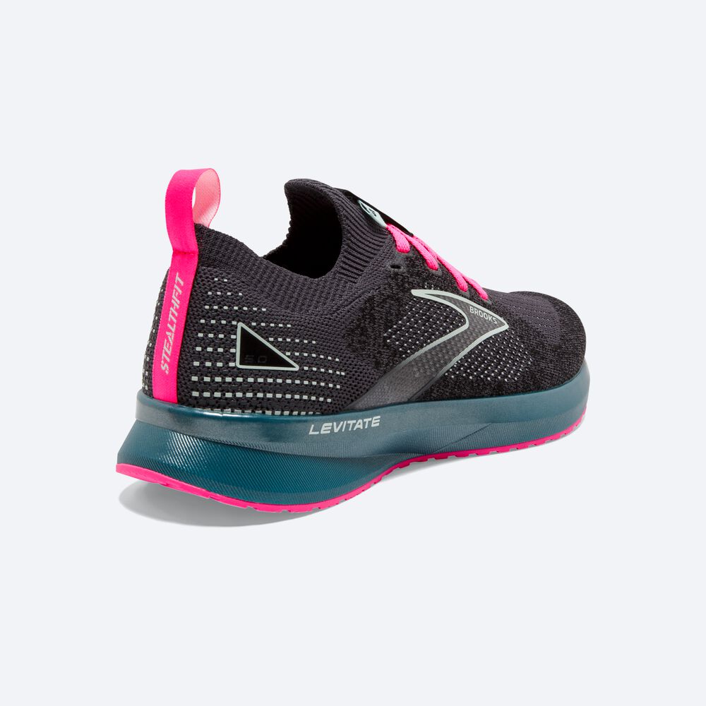 Brooks Levitate StealthFit 5 Kadın Koşu Ayakkabısı Siyah/Mavi/Pembe | TR-165492