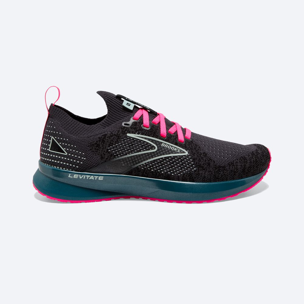 Brooks Levitate StealthFit 5 Kadın Koşu Ayakkabısı Siyah/Mavi/Pembe | TR-165492