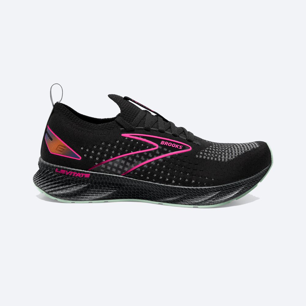 Brooks Levitate StealthFit 6 Kadın Koşu Ayakkabısı Siyah/Pembe | TR-053871