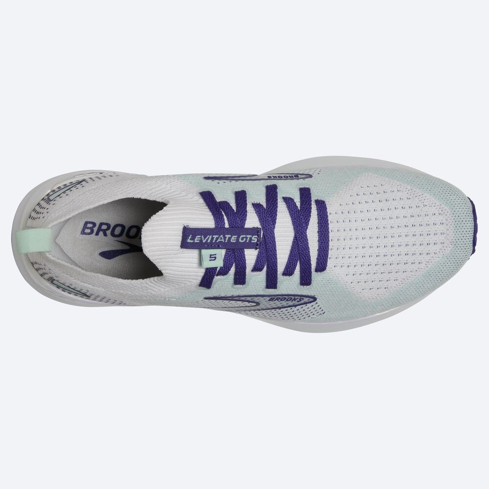 Brooks Levitate StealthFit GTS 5 Kadın Koşu Ayakkabısı Beyaz/Lacivert Mavi | TR-492357