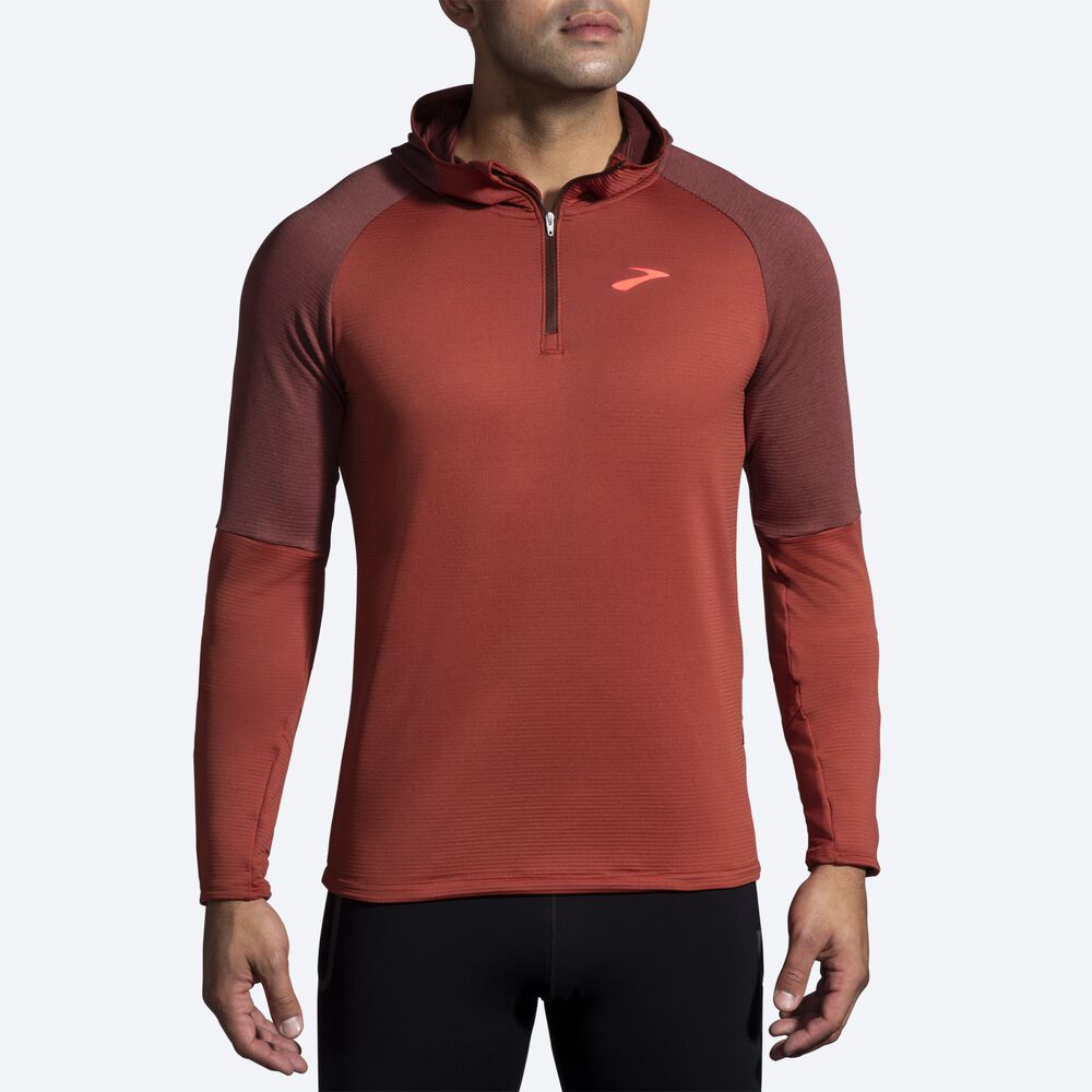 Brooks Notch Thermal 2.0 Erkek Kapüşonlu Sweatshirt Bakır/Koyu Bakır | TR-815739