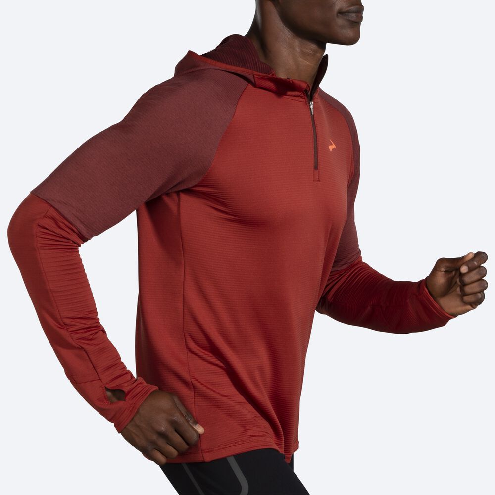 Brooks Notch Thermal 2.0 Erkek Kapüşonlu Sweatshirt Bakır/Koyu Bakır | TR-815739