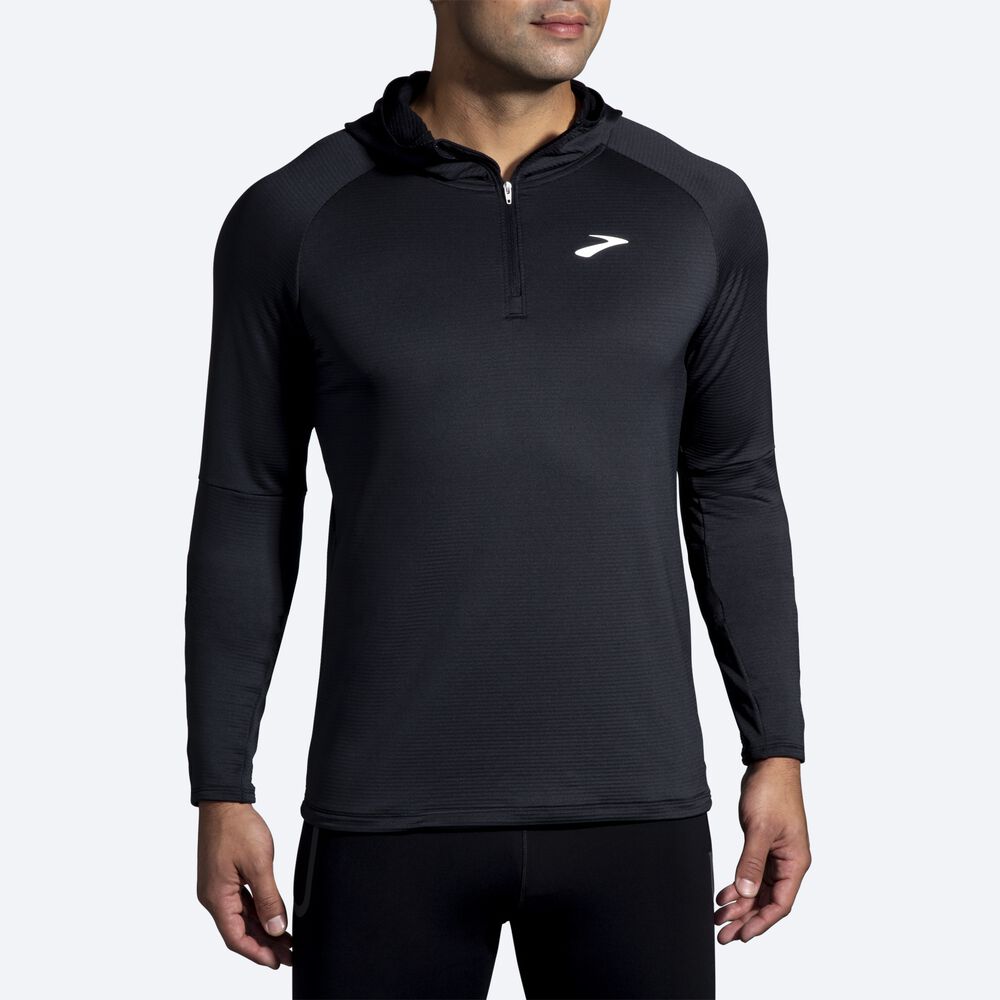 Brooks Notch Thermal 2.0 Erkek Kapüşonlu Sweatshirt Siyah | TR-816297