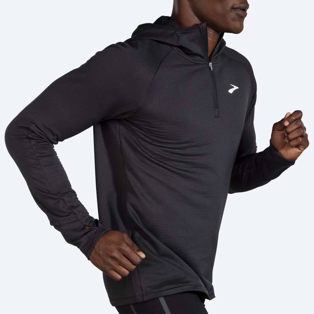 Brooks Notch Thermal 2.0 Erkek Kapüşonlu Sweatshirt Siyah | TR-816297