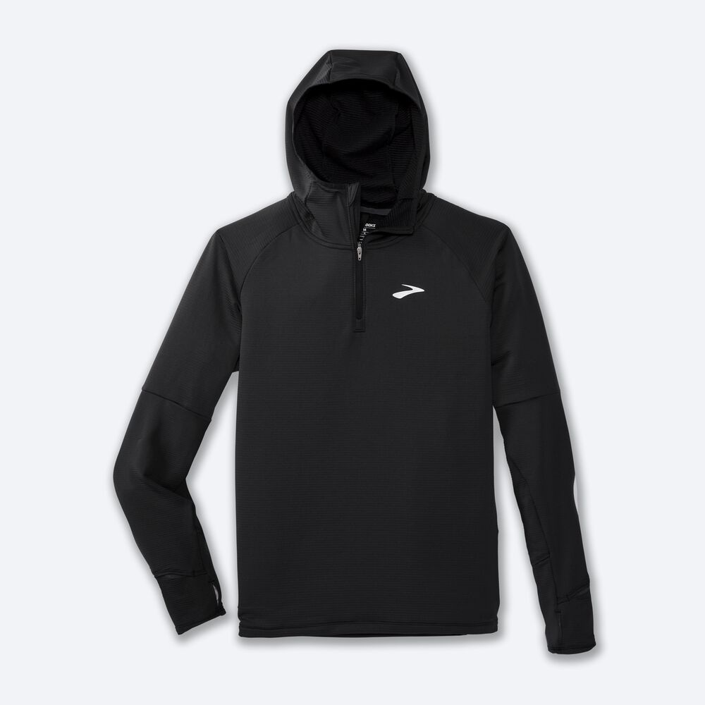 Brooks Notch Thermal 2.0 Erkek Kapüşonlu Sweatshirt Siyah | TR-816297