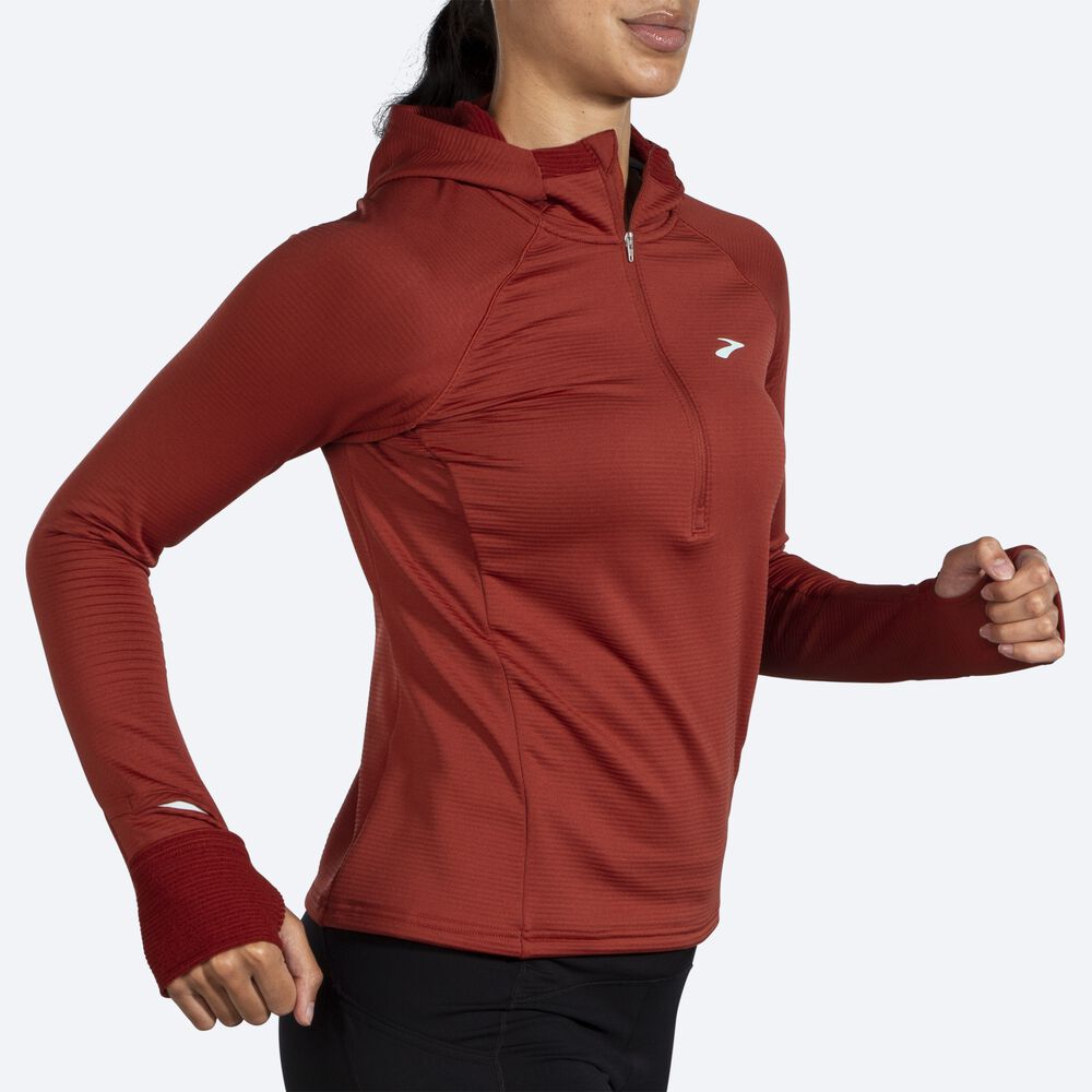 Brooks Notch Thermal 2.0 Kadın Kapüşonlu Sweatshirt Bakır | TR-143527