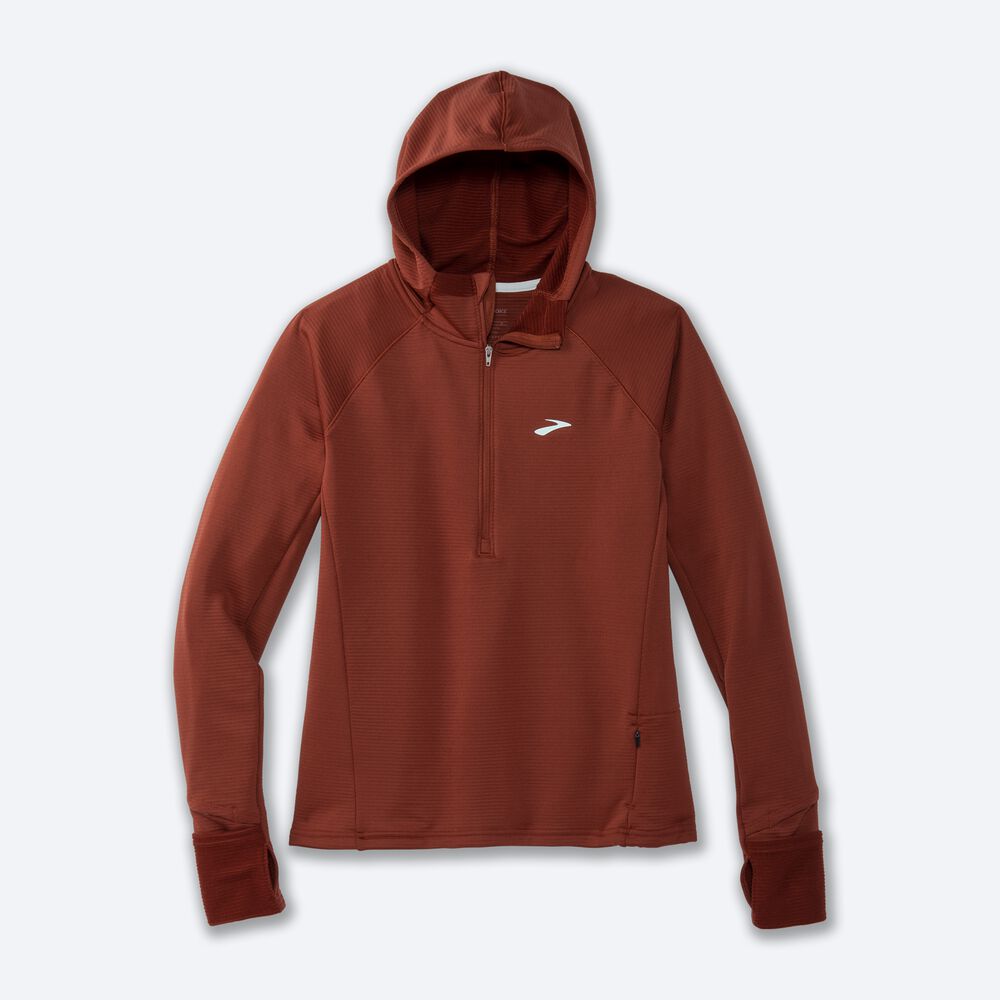 Brooks Notch Thermal 2.0 Kadın Kapüşonlu Sweatshirt Bakır | TR-143527