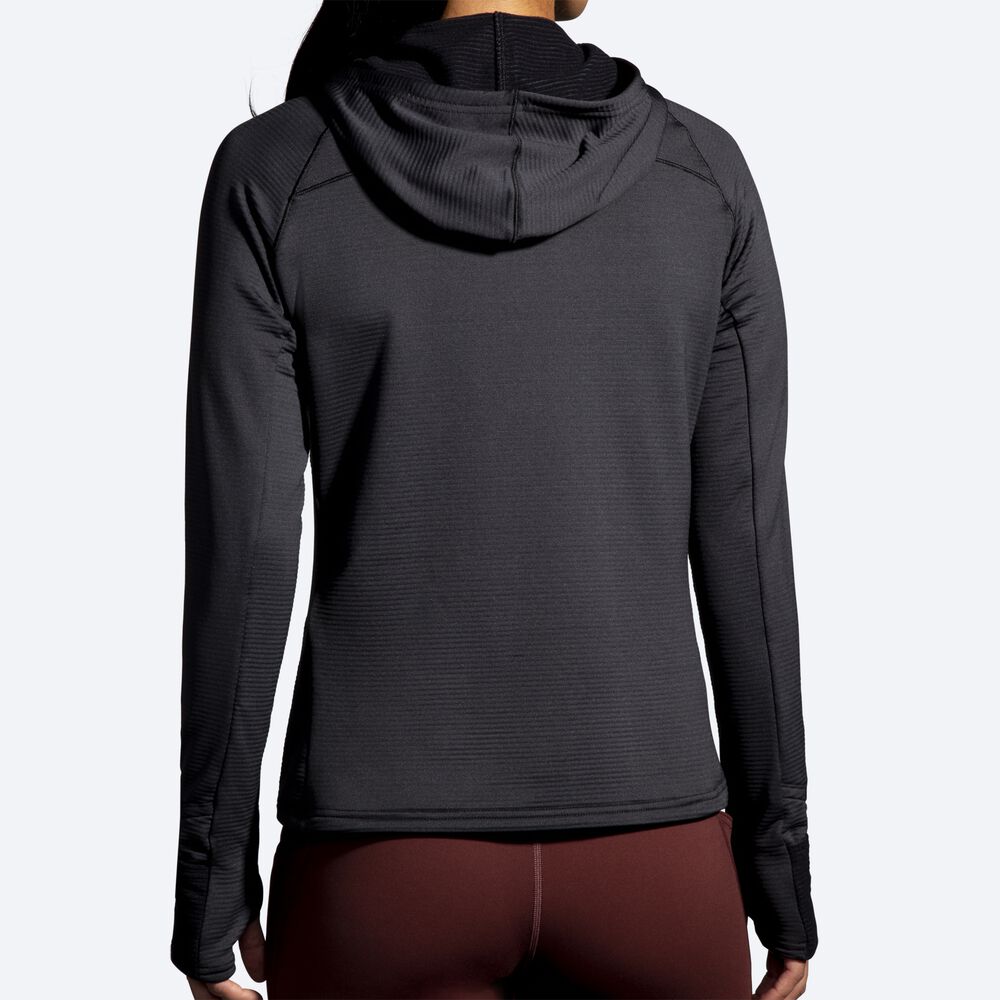 Brooks Notch Thermal 2.0 Kadın Kapüşonlu Sweatshirt Siyah | TR-925034