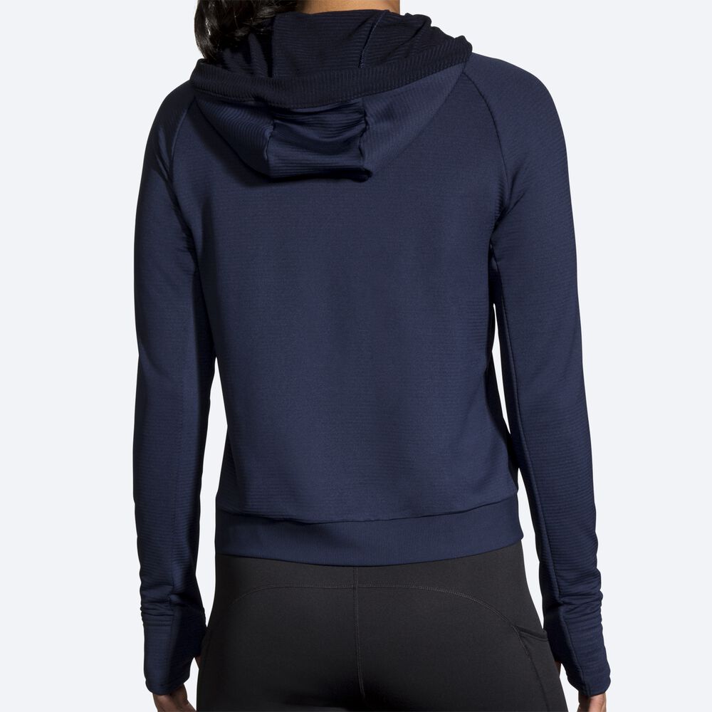 Brooks Notch Thermal Kadın Kapüşonlu Sweatshirt Lacivert | TR-234170